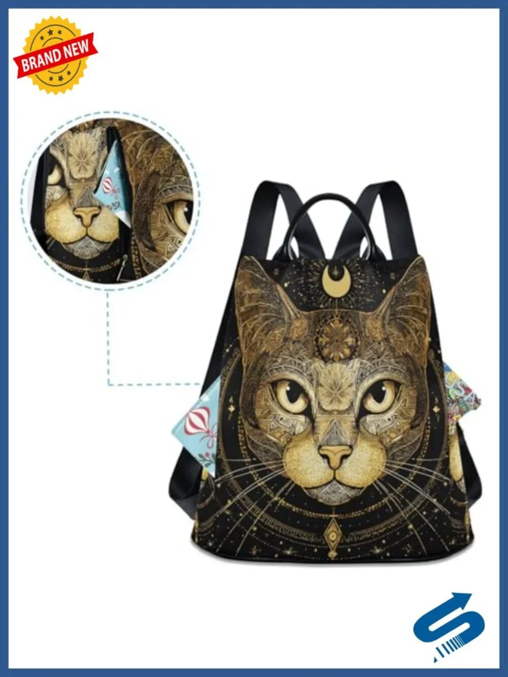 Women's Cat Backpack Purse Anti-Theft Waterproof Daypack Laptop Bag